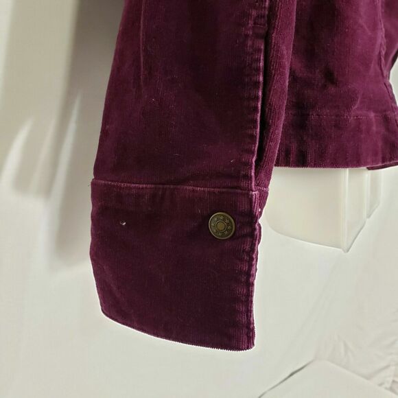 Dressbarn Corduroy Womens Jacket Maroon Cotton Spandex Snap Front Light Medium - Picture 8 of 12